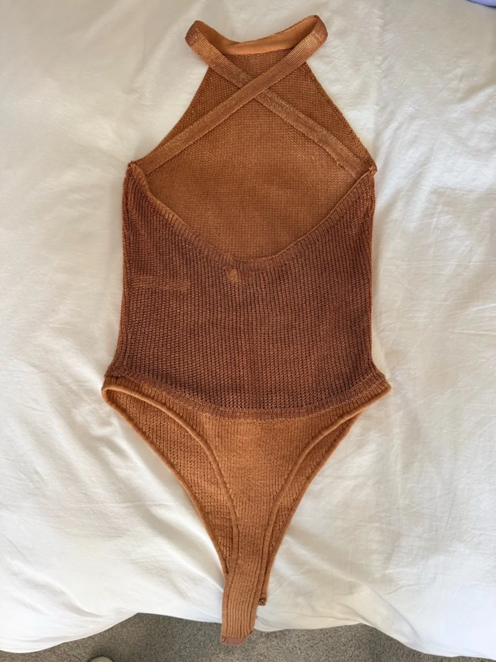 Free People Bronze Knit Halter Bodysuit - Picture 2 of 4